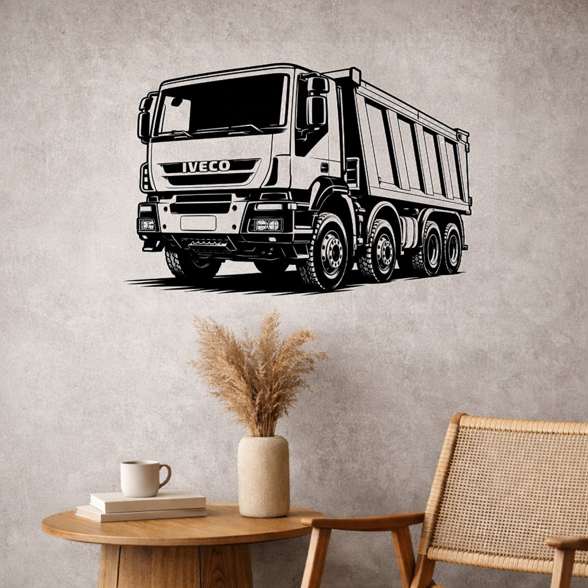 BR2Laser Iveco Trakker – Wanddecoratie – Lasergesneden Hout – Tractor kunst – 55 cm Breed