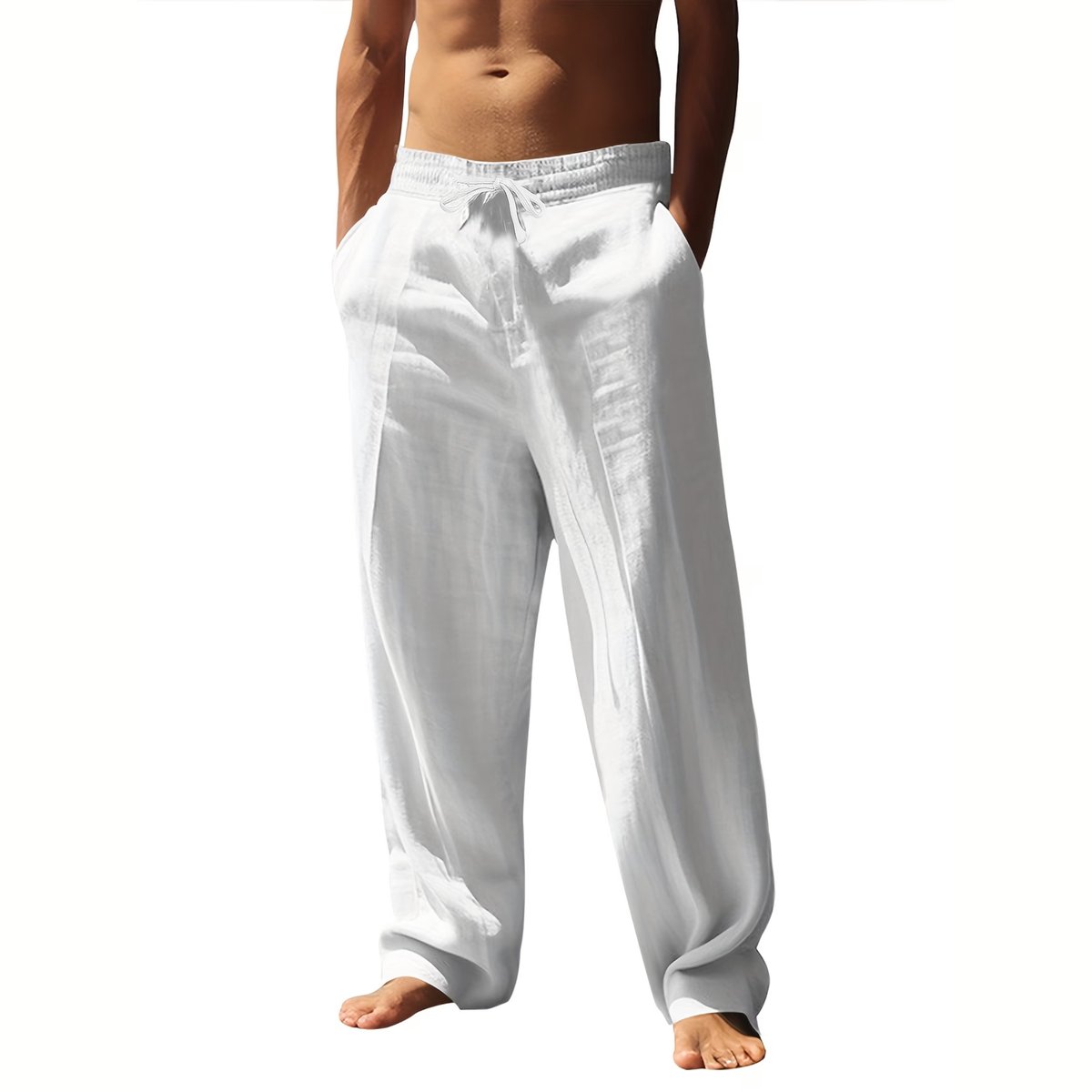 Currero Linnen Broek Heren - Zomerbroek - Volwassenen - Lange Broek - Pantalon - Strandbroek - Zomer - Ibiza Stijl - Wit XL
