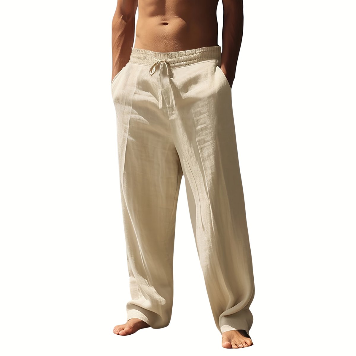 Currero Linnen Broek Heren - Zomerbroek - Volwassenen - Lange Broek - Pantalon - Strandbroek - Zomer - Ibiza Stijl - Khaki XXXL