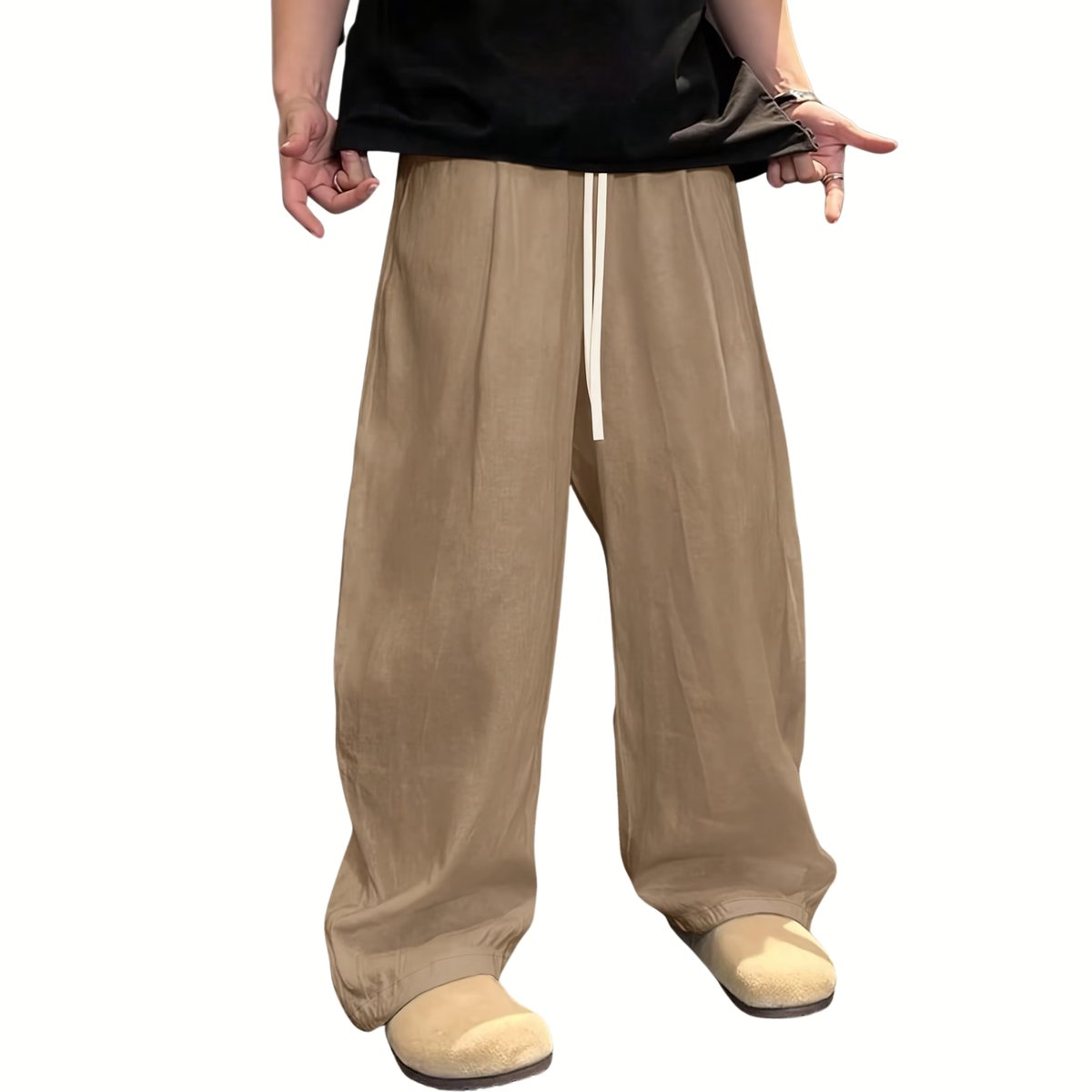 Currero Linnen Broek Heren - Zomerbroek - Volwassenen - Lange Broek - Pantalon - Strandbroek - Zomer - Ibiza Stijl - Khaki L