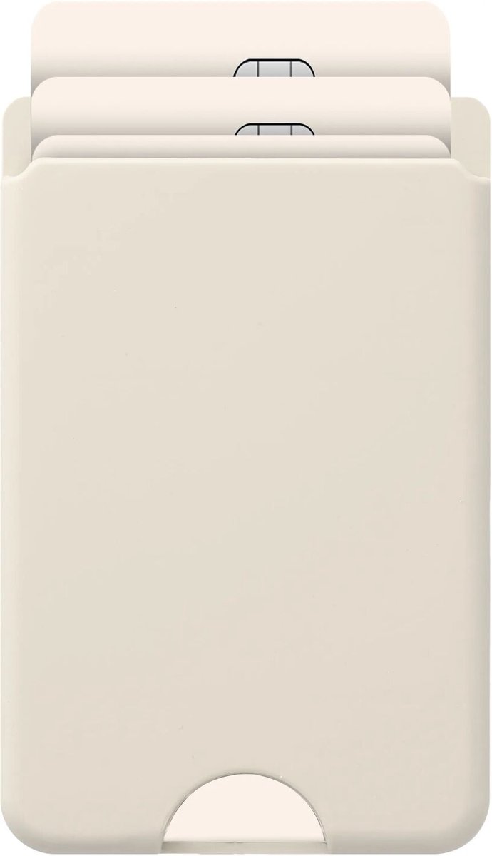 AVY Magnetische Kaarthouder | Compatibel met MagSafe | Ruimte voor 3 Pasjes | Siliconen Pasjeshouder Wallet | Beige