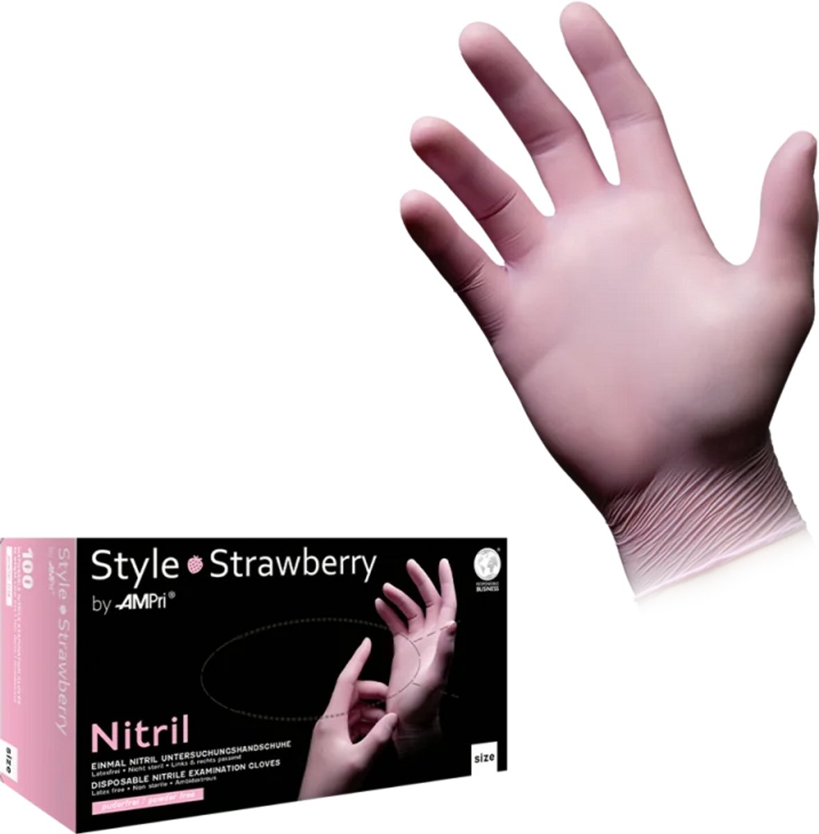 Ampri Style Strawberry Handschoenen L - Roos Poedervrij Getextureerd - 100 stuks