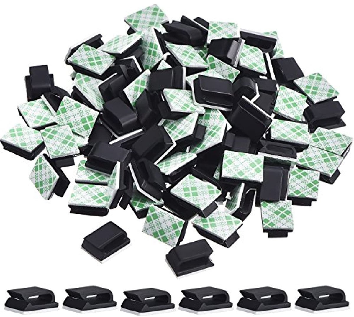 Dailygoods - 100 Stuks Kabelclips - Zelfklevend Kabelbeheer - Wit - Kabelbinders voor Organisatie - Ideaal voor Thuis en Kantoor - Kleine Formaat