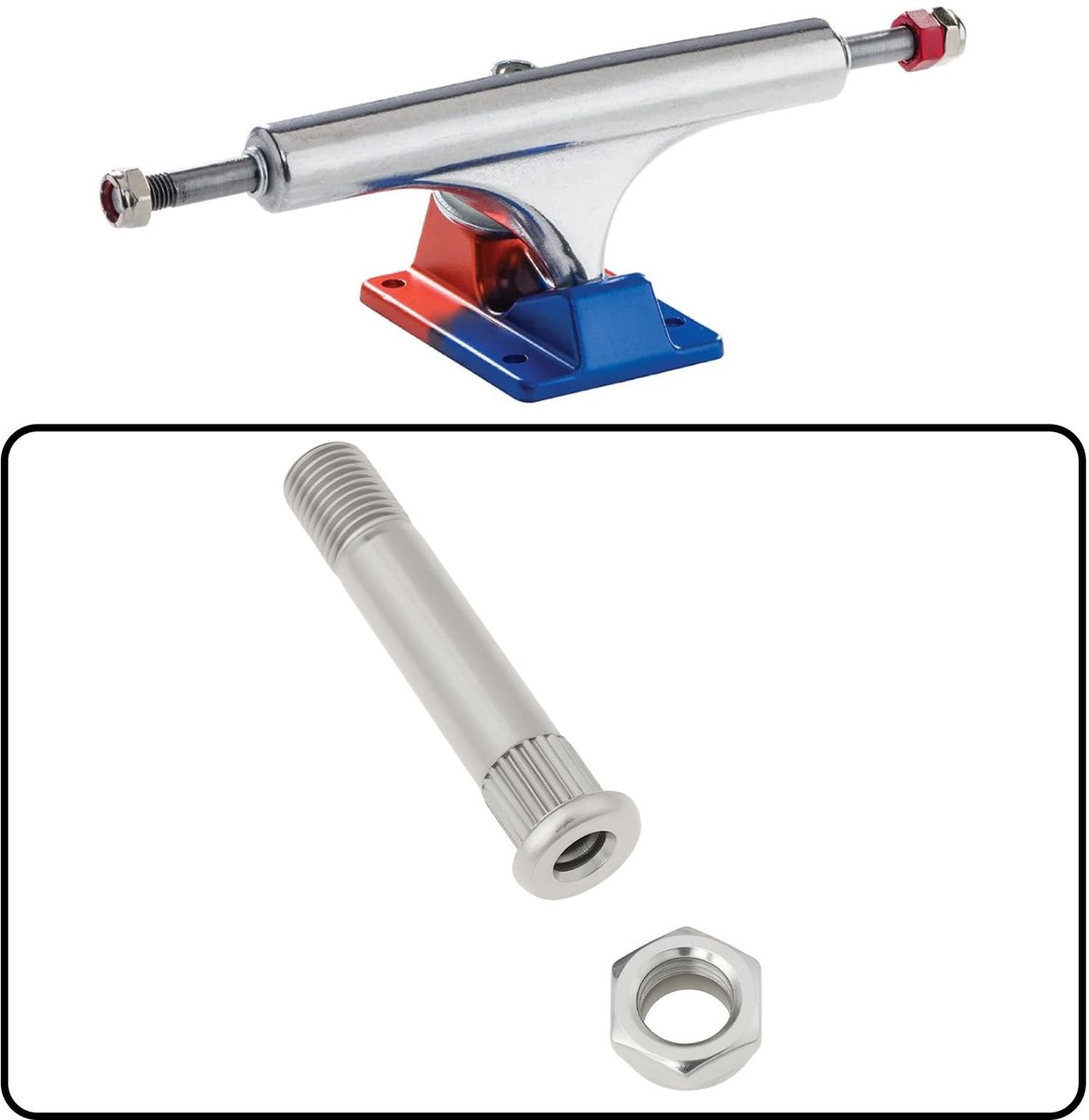 Dailygoods- Kingpin Lichtgewicht Hol - 9.3x50mm - Skateboard Truck - Duurzaam Staal - Inclusief Moeren - Betrouwbare Ondersteuning - Skateboard Onderdelen