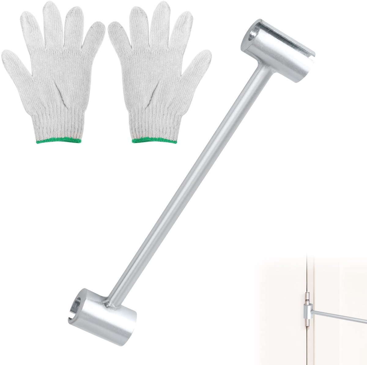 Dailygoods- Afstelsleutel Stalen Deur Scharnier - Scharnieren Gaten Sleutel - Katoenen Draad Handschoenen - Reparatie Gereedschap - 14-18mm - Zilver - Deurscharnier