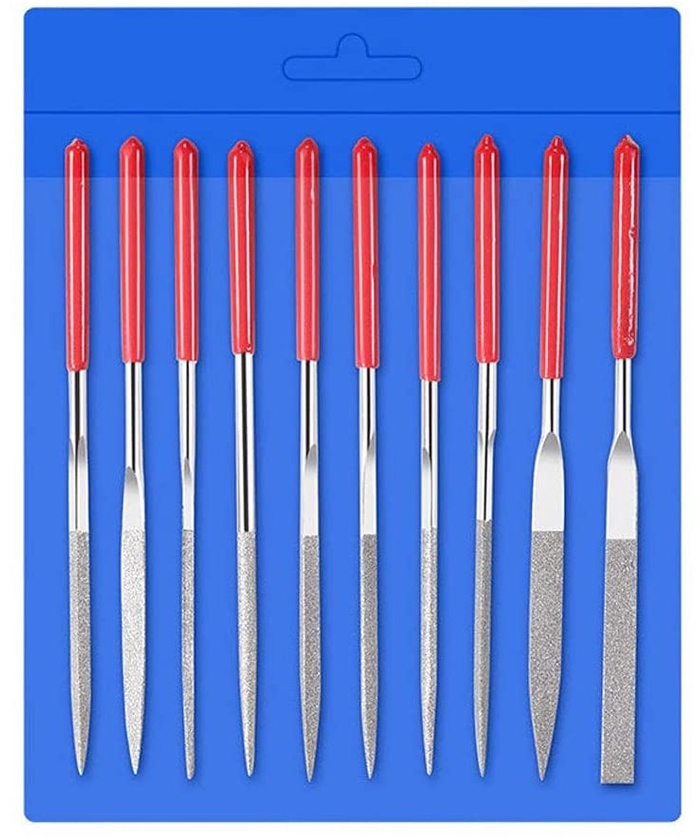 Dailygoods- Naaldvijl Set 10 Stuks - Mini Diamant Vijlen - Voor Juweliers/Houtsnijwerk - Comfortabele Grip - 140 mm Lengte - Geschikt voor Glas/Metaal