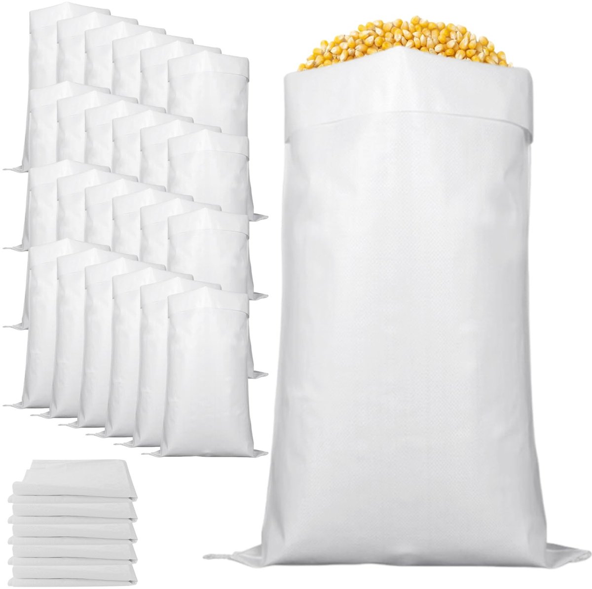 Dailygoods- Weefselzakken 30 stuks - PP-weefselzakken 50 kg - Zandzakken om te vullen - Aardappelzakken - Ideaal voor diervoer - Gemakkelijk te reinigen - Opslagzakken
