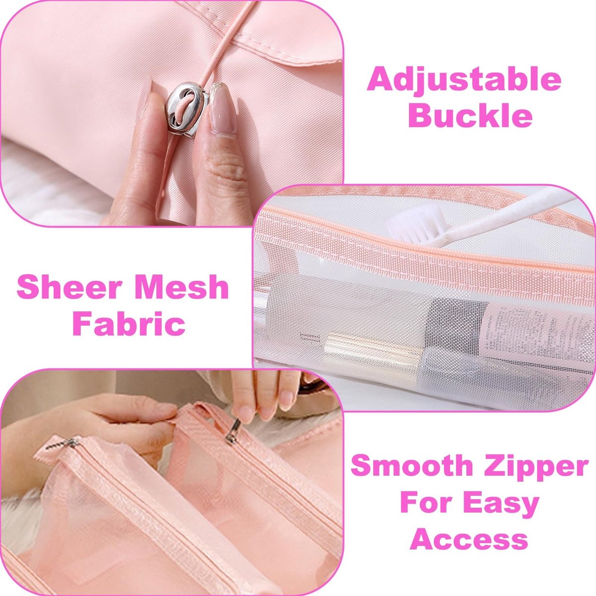 Dailygoods- Cosmetische Tas met 4 Vakken - Make-up Tas met Ritssluiting - Organizer voor Sieraden en Toiletartikelen - Dames Tas - Handig en Opvouwbaar - Make-uptas