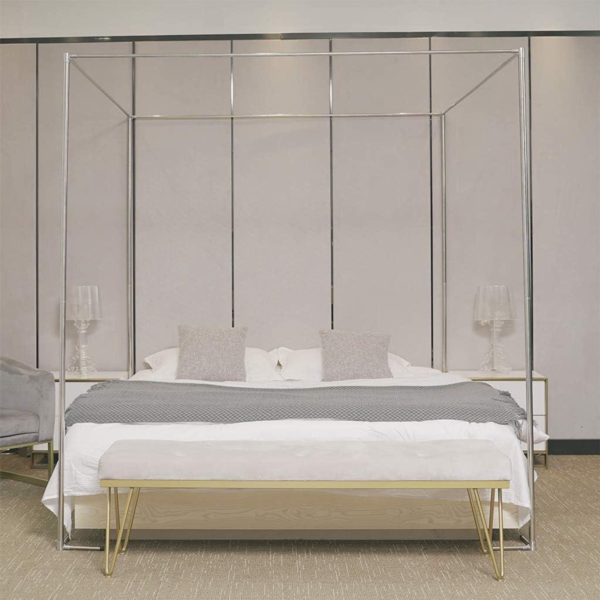 Bedframe Palen - Hemel Frame - Comfortabel Slapen - Verstelbaar Ontwerp - Queen Size - Zil