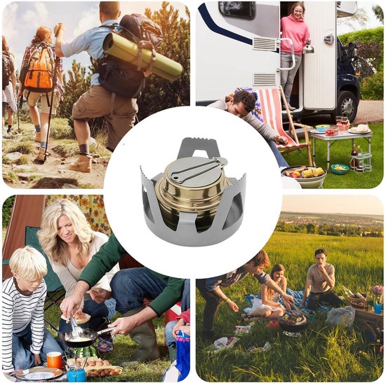 Alcoholfornuis Camping - Draagbare Brander - Outdoor Koken - Compact en Lichtgewicht - 9x6.5 cm - Zilver — afbeelding 4