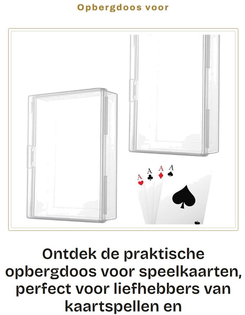 Dailygoods- Opbergdoos voor speelkaarten - Transparante kunststof - 2-delige PP-tas - Stapelbaar - Ideale vervanging - Afmetingen 9,5 x 7 x 2,4 cm - Kaartendoos