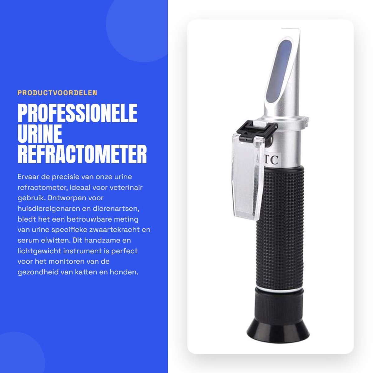 Dailygoods - Professionele Urine Refractometer - Diergeneeskunde - Nauwkeurige Meting - Handheld - Geschikt voor Kat en Hond
