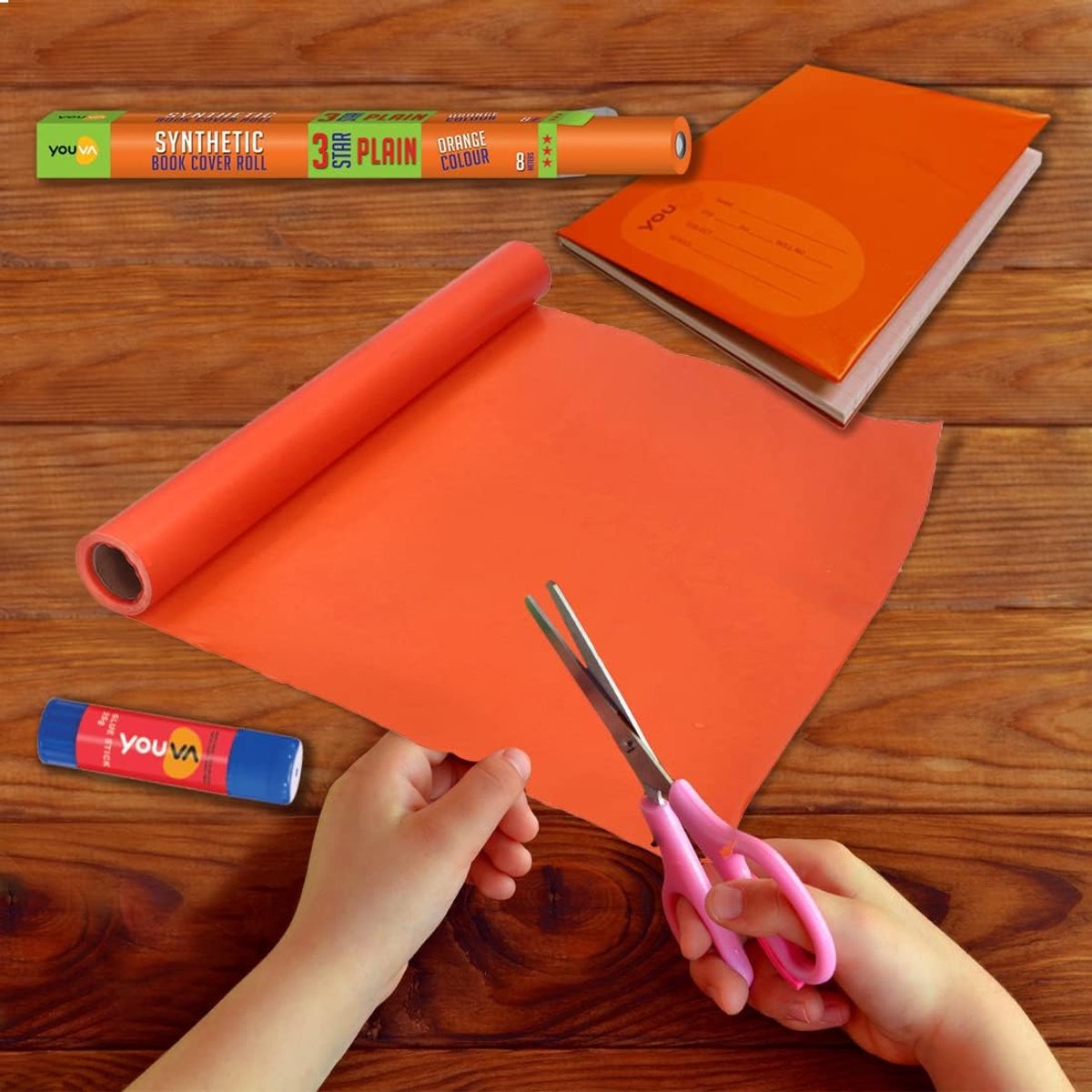 Boek Omslag Rollen - Beschermende Folie - Boeken Netjes Houden - Waterdicht Scheurvast - 8 Meter - Oranje