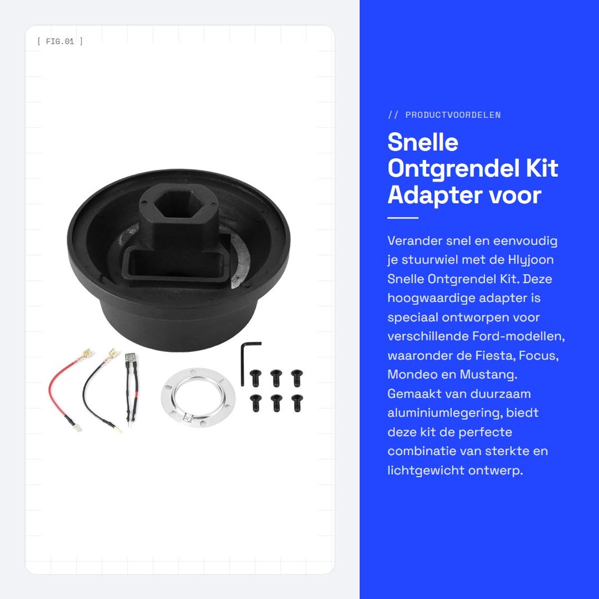Dailygoods - Snelle Ontgrendel Kit - Adapter voor Stuurwiel - Geschikt voor Fiesta Focus Mondeo Mustang - Veilig en Eenvoudig - Hoogwaardige Kwaliteit...