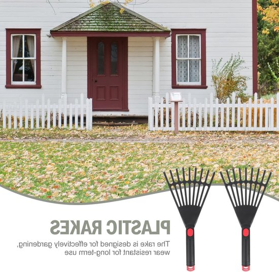 Dailygoody - Handhark - Tuinhark - Ideaal voor bladeren - Klein formaat - Graspieren - Perfect voor tuinonderhoud - Set van 2 van Merkloos	 — afbeelding 4
