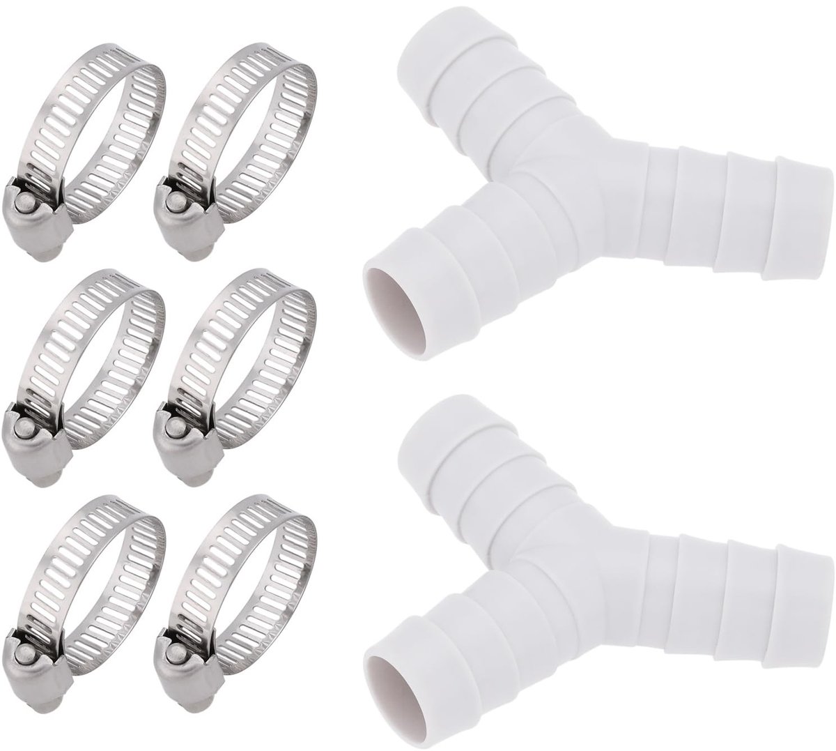 Dailygoods- Y-aansluiting Set van 2 - 16 mm Afvoerslang - Stapelbare Slangklem - Drieweg-ontwerp - 20 mm Buitendiameter - Geschikt voor Wasmachines - Slangaansluiting