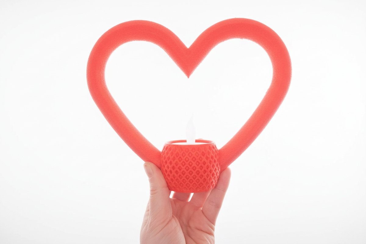 Heart-Shaped Candle Holder – 3D Printed Home Decor