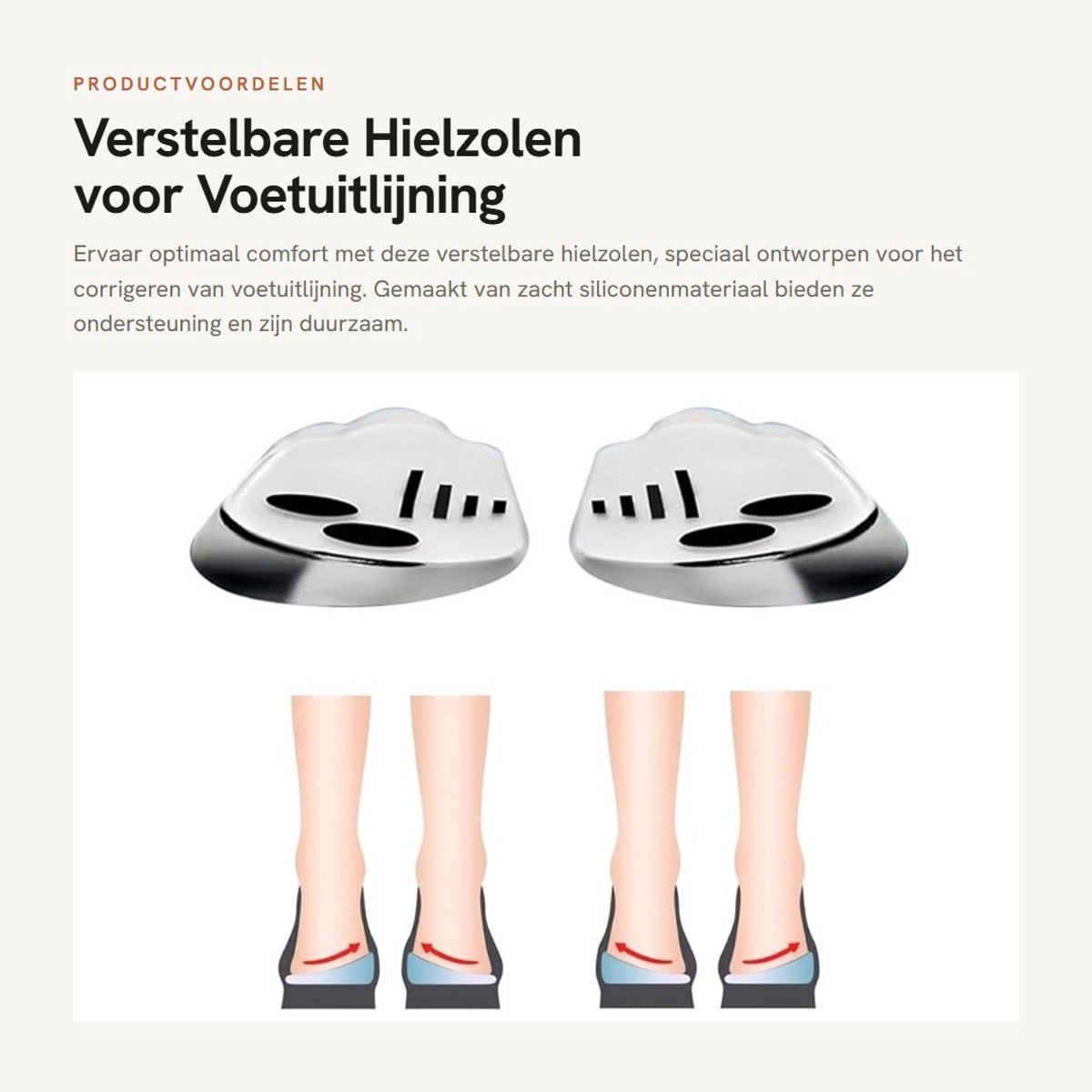 Dailygoods- Hielzolen verstelbaar - Orthopedische zool - Hielverhoging 1 cm - Siliconen materiaal - Comfort en duurzaamheid - Voetuitlijning - Inlegzolen