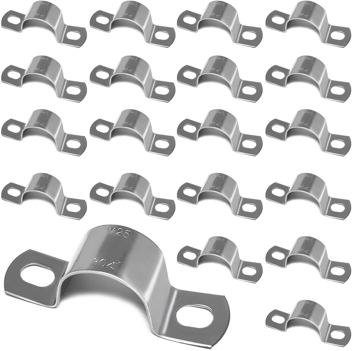 Dailygoods- Buisbeugels 25 mm - 20 Stuks - Roestvrij Staal - U-buis Beugels - Slang Klemmen - Sterke Draagcapaciteit - Geluidsreductie - Buisbeugel