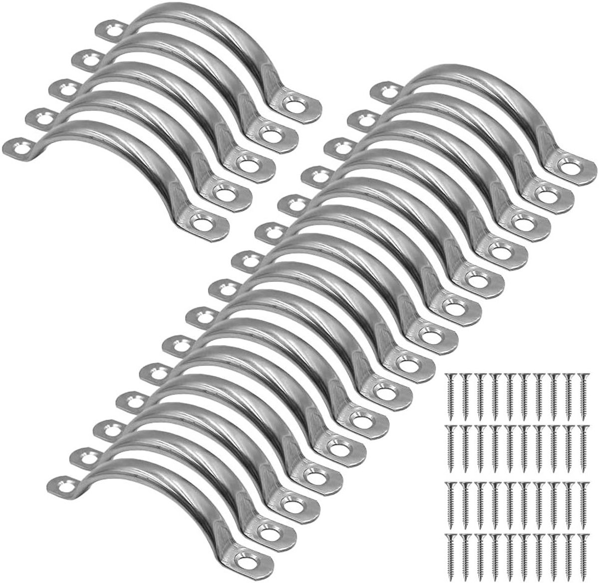 20 Stuks RVS Ladegrepen met Schroeven voor Keuken, Kasten en Badkamer - Curved Design voor een Moderne Look
