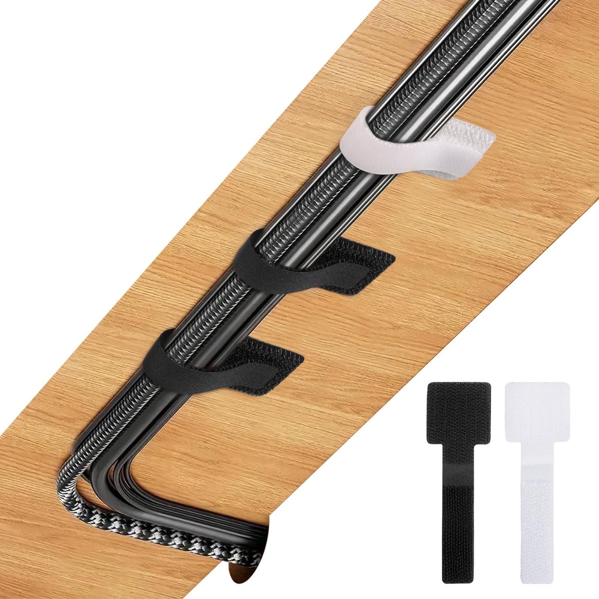 Dailygoods - Kabelbinders - Zelfklevend - Sterke fixatie - Zwart en wit - Organisatie voor kabels - Ideaal voor thuiskantoor - 30 stuks