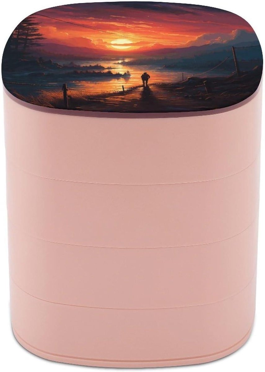Sieraden Doos - Draaiende Organizer - Sieraden Opbergen - Vier Lagen Met Spiegel - 29.2 x 29.2 x 30.5 cm