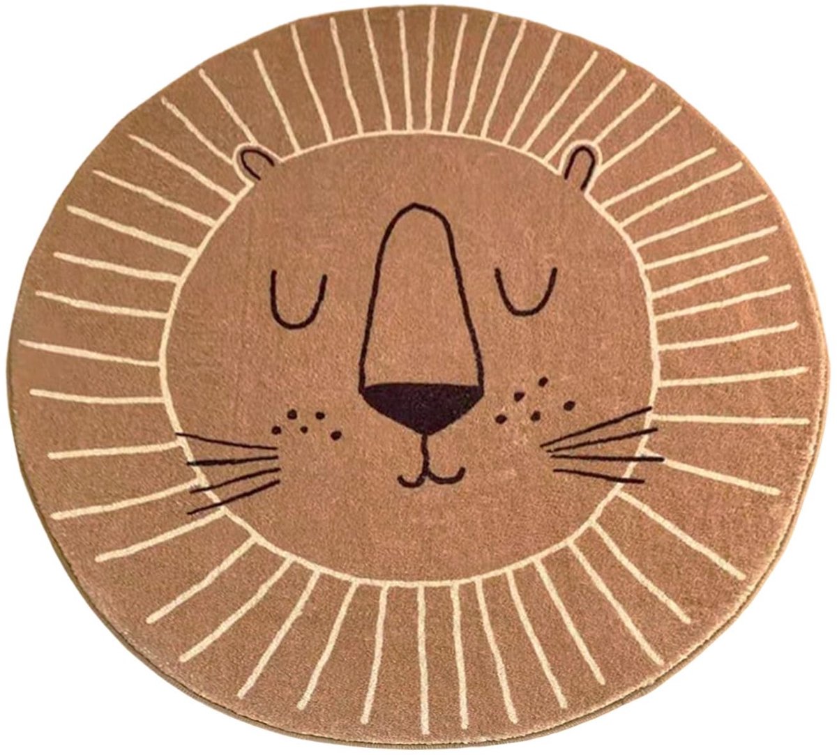 Dailygoods- Kruiptapijt - Imitatie Kasjmier - Cartoon-Diertapijt - Rond Kindertapijt - Wasbaar - 60 x 60 cm