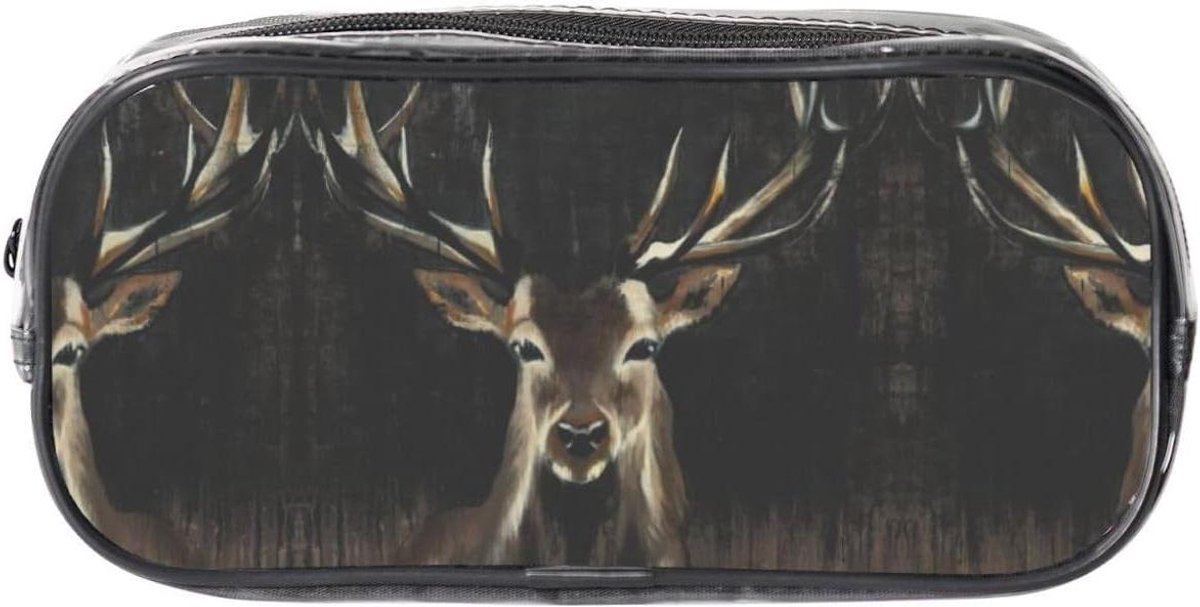 Transparant Pennenetui - Etui met Rits - Briefpapier Organiseren - Herten Print - 22 x 10.5 x 4 cm - Transparant