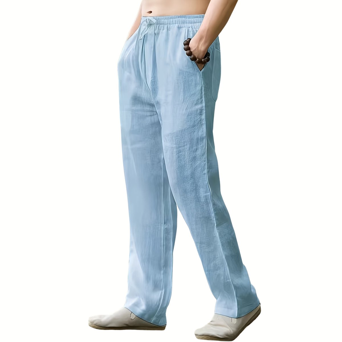 Currero Linnen Broek Heren - Zomerbroek - Volwassenen - Lange Broek - Pantalon - Strandbroek - Zomer - Ibiza Stijl - Hemelsblauw XXXL