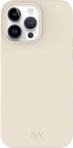 AVY Hoesje geschikt voor Apple iPhone 13 Pro Max | Compatibel met MagSafe | Back Cover | Liquid Silicone | Comfortabel in de Hand | Beige