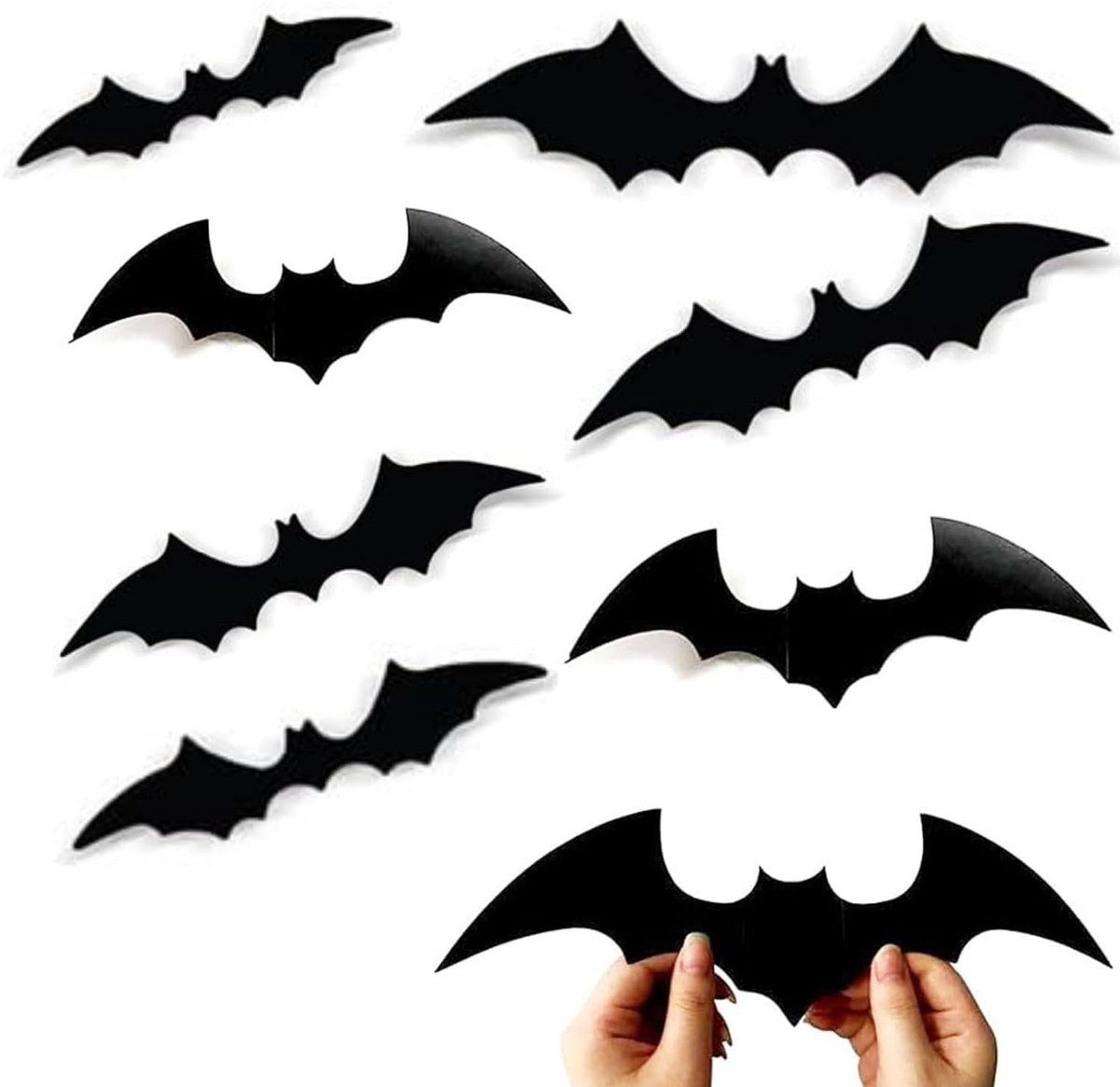 Dailygoods- Vleermuisdecoratie 48 stuks - 3D Muurstickers - Afneembare Vleermuis - Waterdicht PVC - Halloween Decoratie - Wanddecoratie Tuin