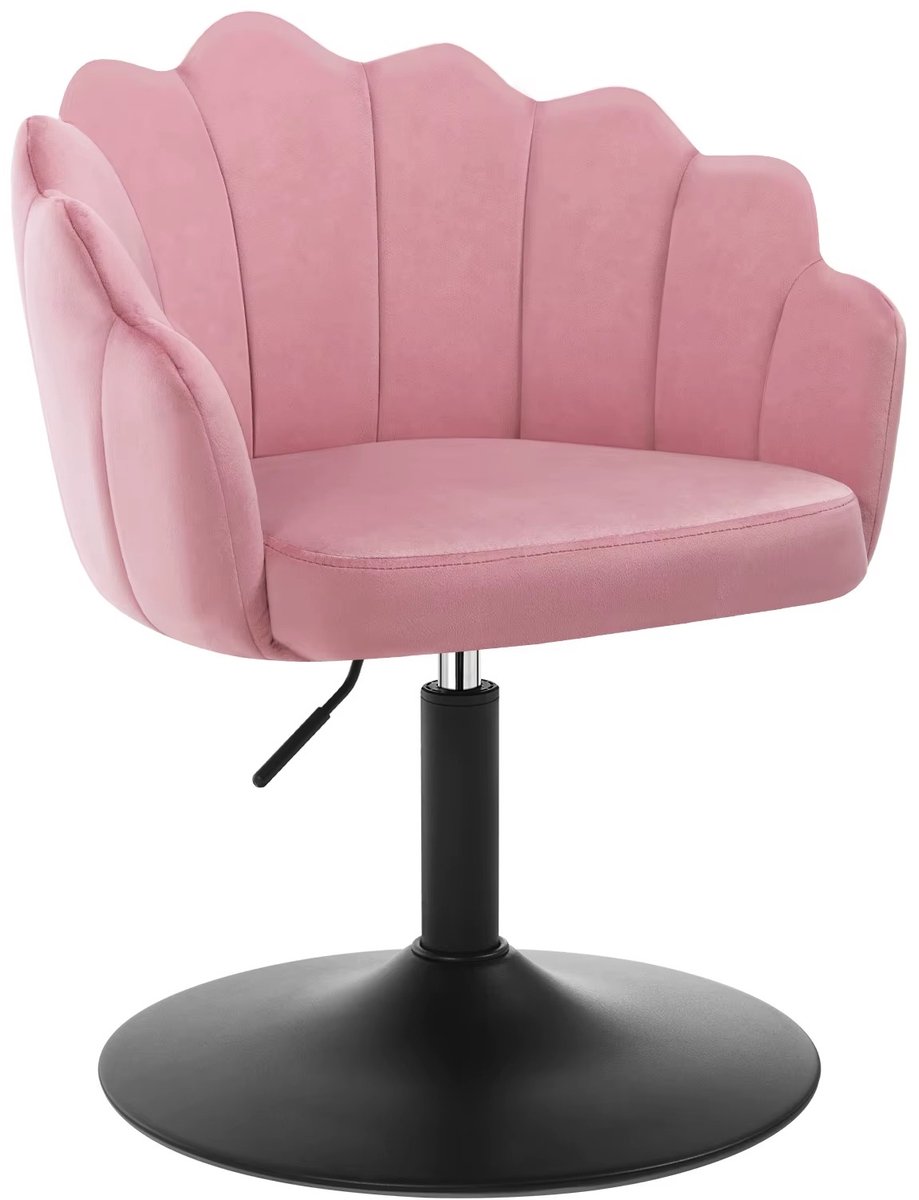CreateEcom kaptafelstoel - Bureau stoel - Make up stoel - Kapper Stoel - 360 graden draaistoel - Verstelbaar - Fluweel - Velvet - Roze