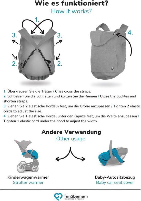 Draaghoes Baby - Babyhoes Draagzak - Baby Warm Houden - Waterdichte Softshell - 62 x 70 cm - Pruim Melange — afbeelding 4