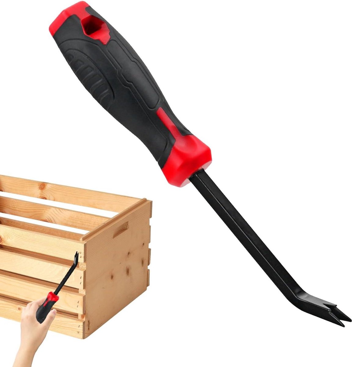 Nietjesverwijderaar - Tack trekker Spijkertrekker - Meubelrestauratie - Antislip ergonomische handgreep - 20 cm - Rood/Zwart