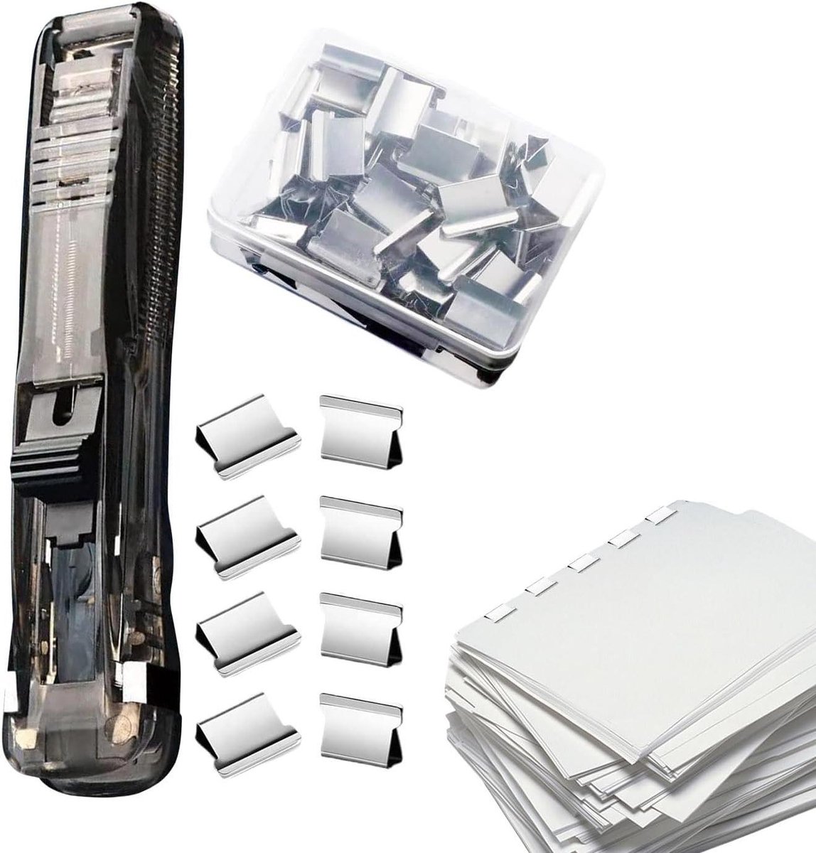 Tangennietmachine - Paperclip nietmachine - Documenten Binden - Beschadigingsvrije Bevestiging - 40 Vellen Capaciteit - Zwart