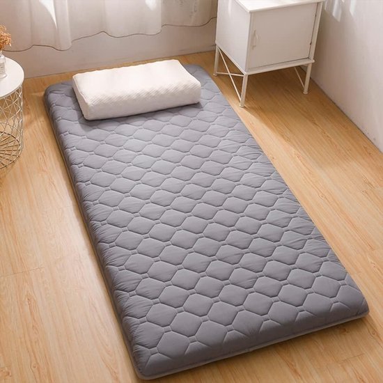 Japanse Futonmatras - Vloermatras Opvouwbaar - Comfortabel Slapen - Extra Dikke Vulling - 90x200cm - Grijs — afbeelding 4