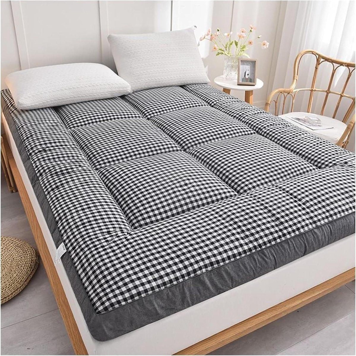 Japanse Futonmatras - Opvouwbaar Slaapkussen - Comfortabel Slapen - Ergonomische Wervelkolomsteun - 6 cm dik - Grijs