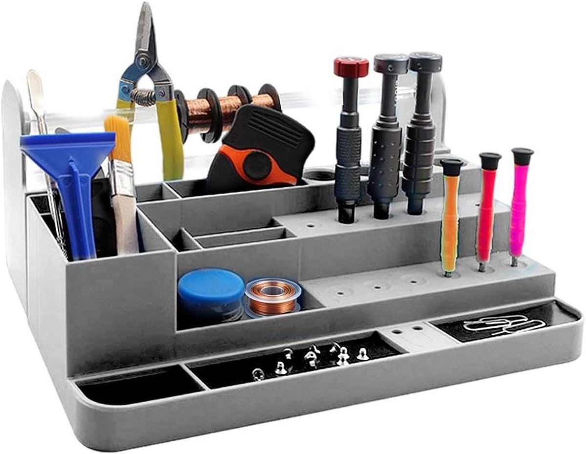 Schroevendraaier Opbergrek - Gereedschap Organizer - Elektronica Reparatie - Ruimtebesparend Ontwerp - 7.8D x 14.3B x 7.8H cm - Zilver