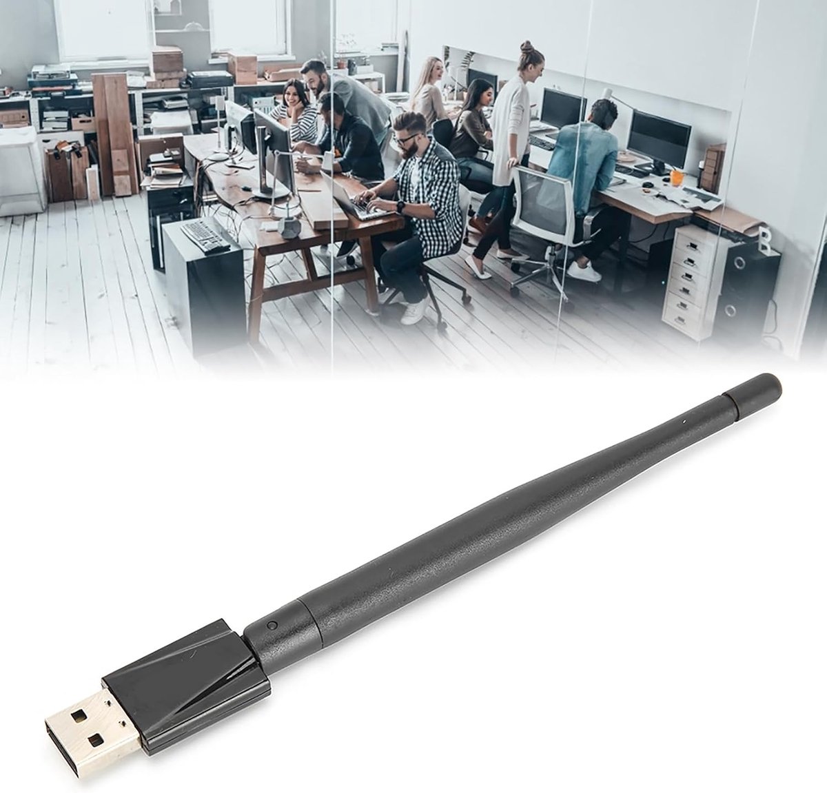 Draadloze Netwerkkaart - USB WiFi Adapter - Internet Toegang - Externe Antenne - 150 x 18 mm - Zwart