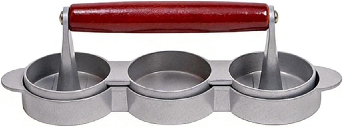Mini Burgerpers - Patty Maker - Pasteitjes Maken - Maakt 3 tegelijk - 215x88cm - Zilver
