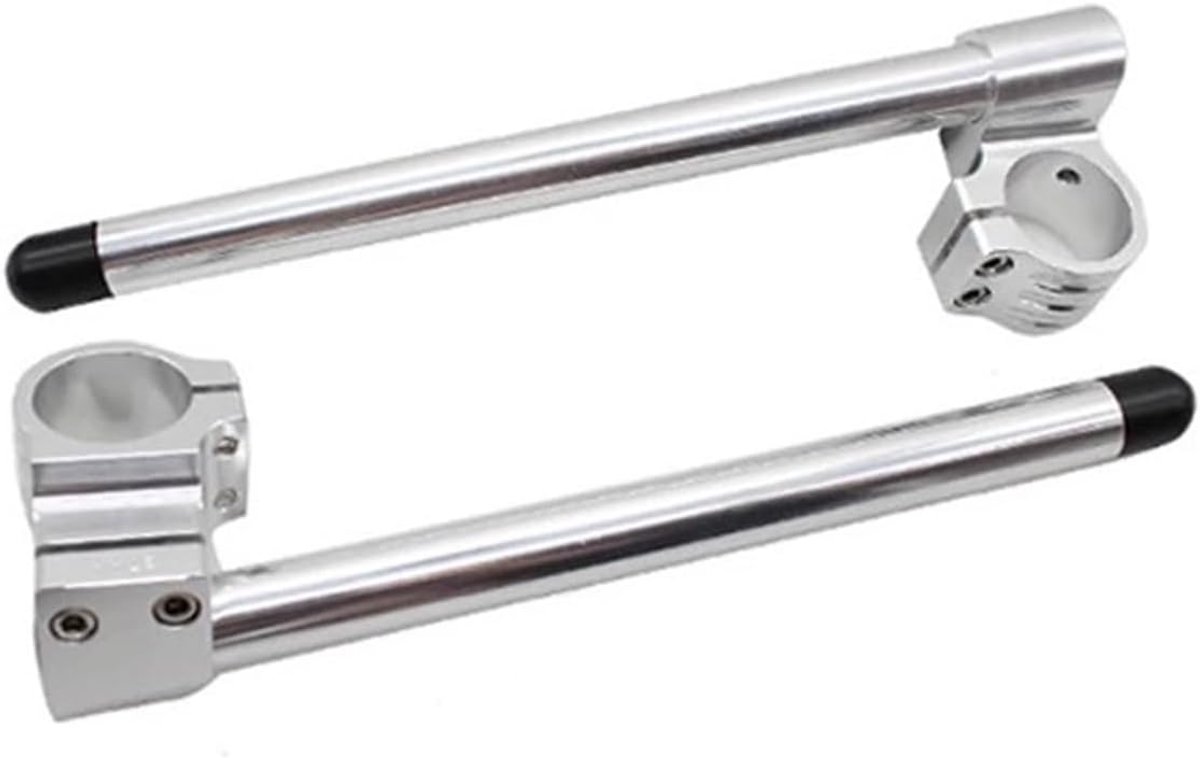 Motorfiets Stuur Clip-Ons - Verhoogde Handgrepen - Comfortabel Rijden - Verstelbare Vorkklemmen - 31-55 MM - Zilver