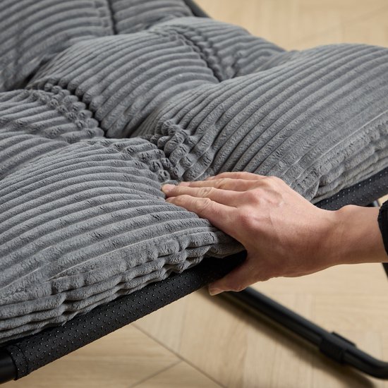 2-delige Loungestoel - Vrijetijdsloungestoel - Outdoor vrijetijdsloungestoel - Terrasloungestoel - Stoel - Met voetsteun - Met kussen - Comfortabel hangstoelontwerp - Geschikt voor woonkamer, slaapkamer, leeskamer - Grijs — afbeelding 5