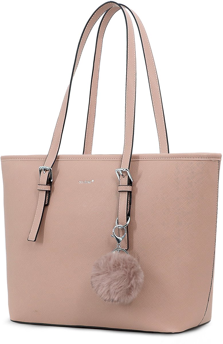 TANTOMI Dames Handtassen - Dames Tas Shopper met rits - Handtas - Schooltas - Oudroze