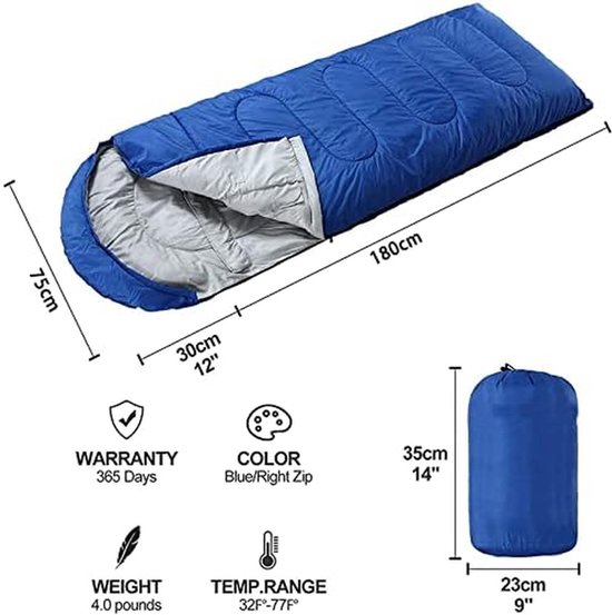 Slaapzak - Kampeerzak - Outdoor avonturen - Waterdicht ademend warm - Verdikte winter - Blauw — afbeelding 5