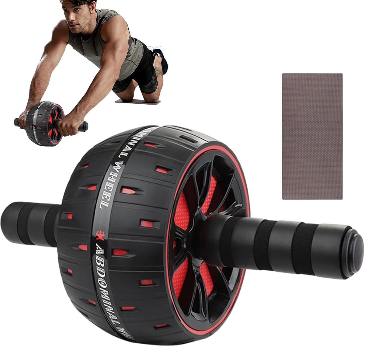 AB Wiel Roller - Buikspierroller Core Trainer - Thuis Sporten - Voorkomt Afwijkingen - 21.6 cm - Zwart