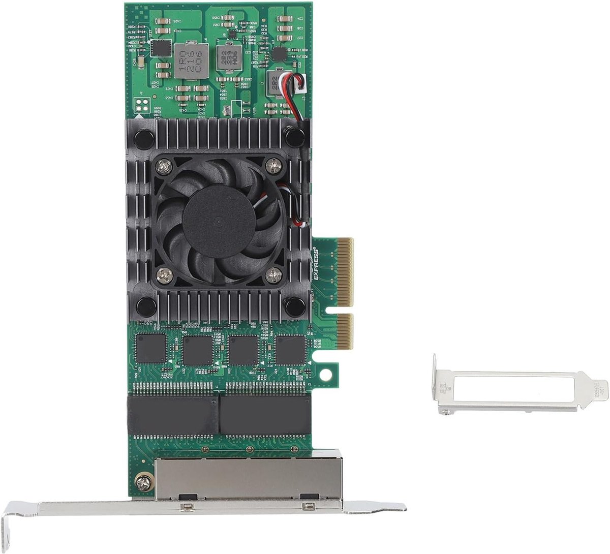 Netwerkkaart - PCIe Adapter - Server Uitbreiding - Vier Gigabit Poorten - 2.5Gbps Snelheid - Groen