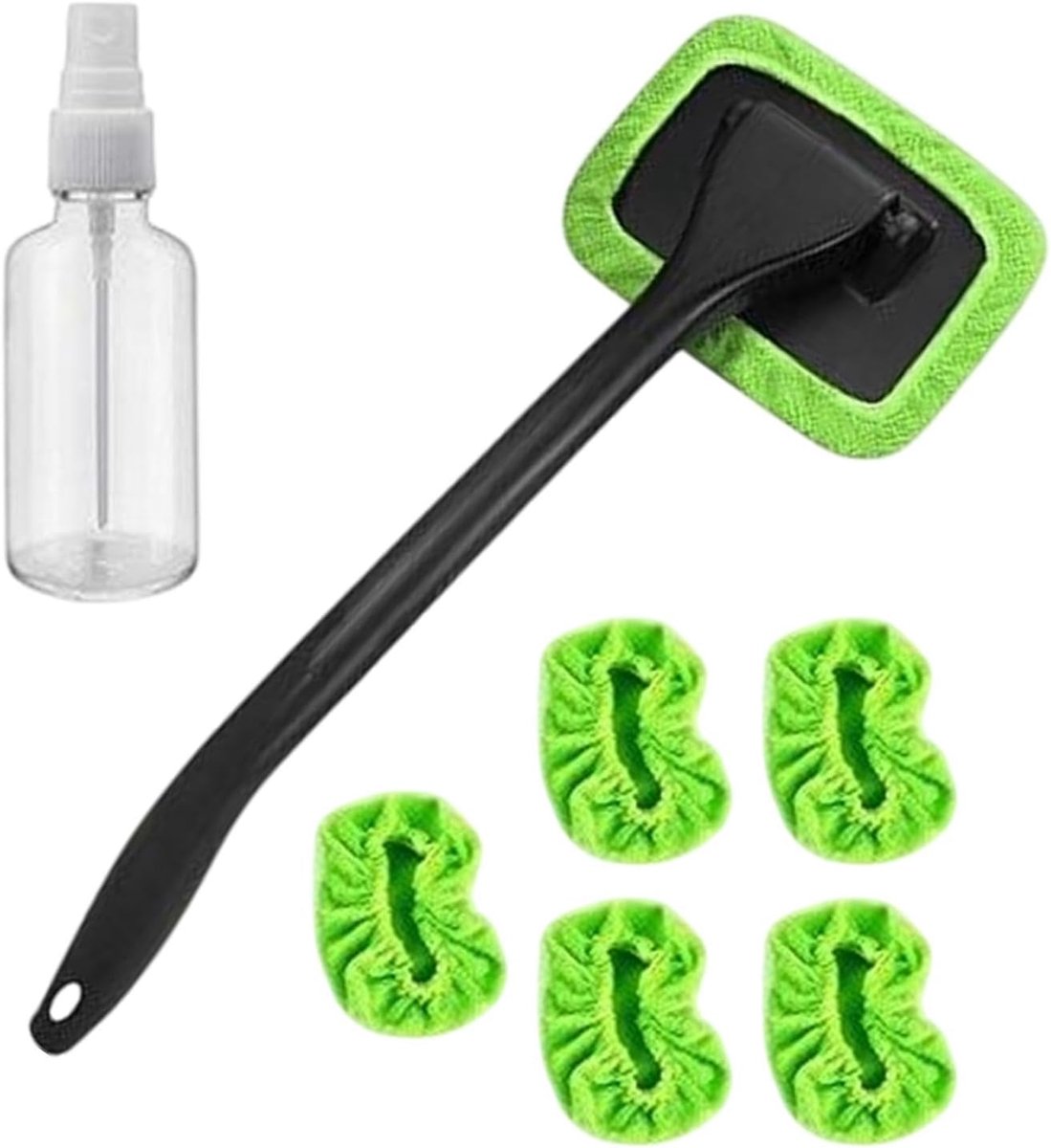 Reinigingsborstel Autoruiten - Glas Reiniger - Auto Onderhoud - 180 Graden Rotatie - Met 5 Pads - Groen
