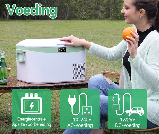Compressor Koelbox 12,8L - Koelt tot -18°C in 40 Min - 12/24V & 230V - Touchscreen - Accu Beveiliging - Camping & Auto - Wit — afbeelding 4