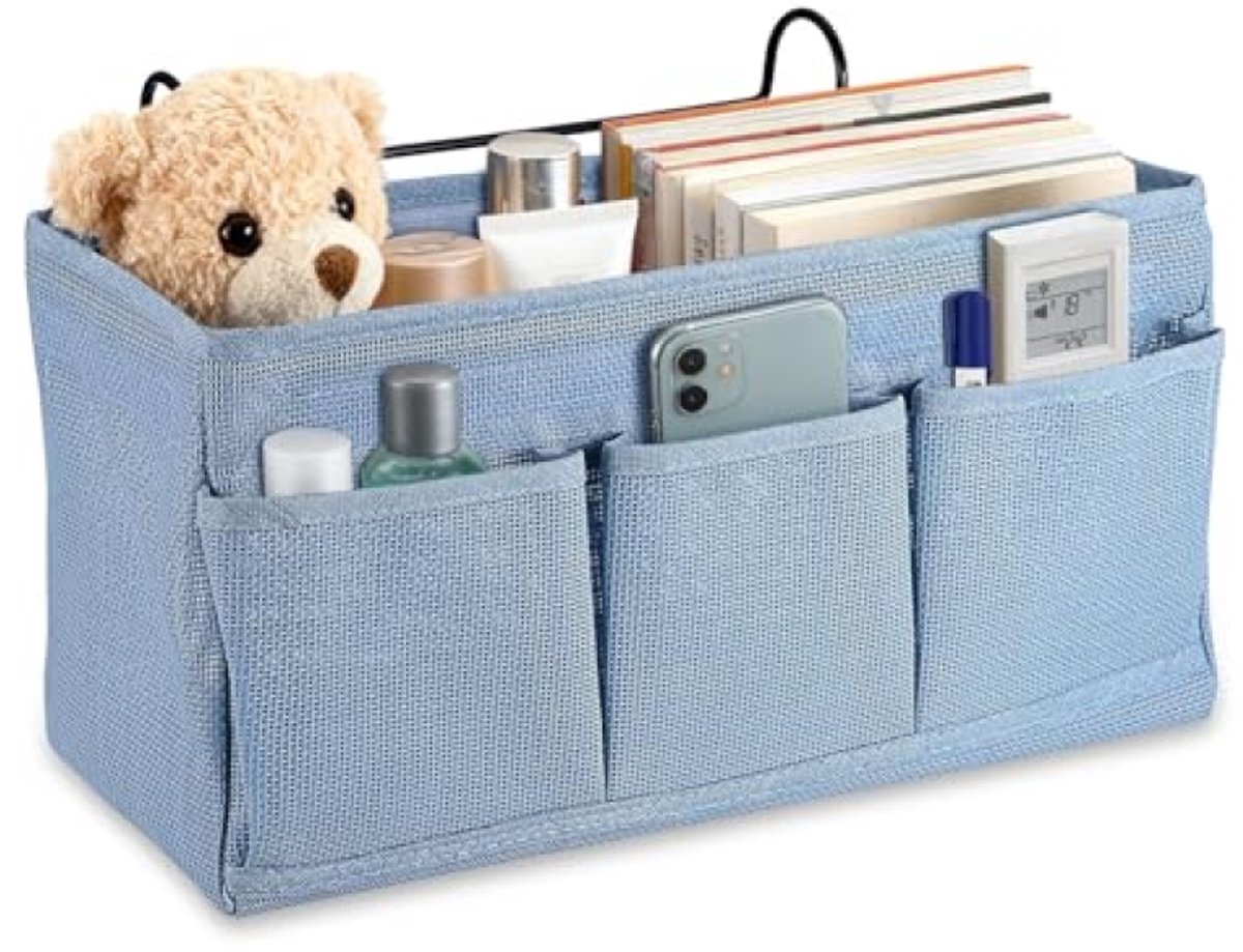 ModernStore Bedorganizer met 3 Vakken, Hangende Opslagzak voor Nachtkastje, Bedopbergtas voor Stapelbed, Studentenhuis, Blauw