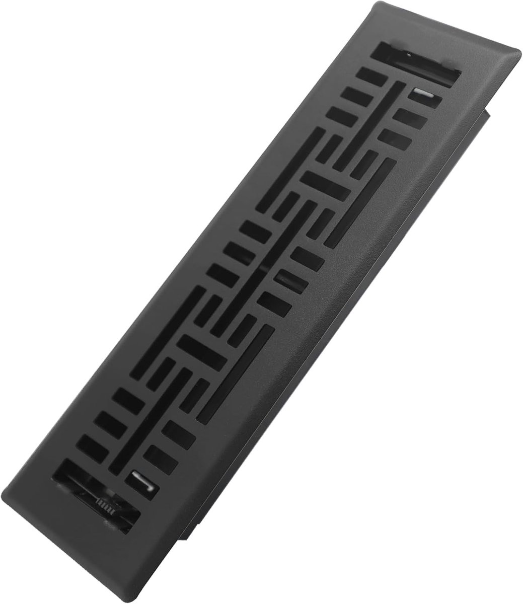 Vloerregister - Ventilatiehoes Vloeropening - Luchtstroom Regelen - Verstelbare Demper - 2x10 Inch - Mat Zwart